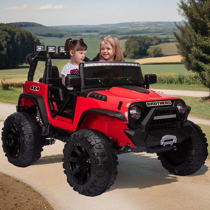 24V 2 Seater Ride On Jeep Car Truck with Remote Control Ride on SUV Toys for Big Kids with Parental Remote Control LED Lights Safety Belt